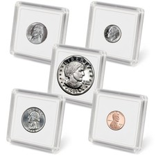 2x2 Coin Snap Holders Assortment Pack of 25  5 Assorted Sizes  Dual-Sided B...