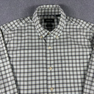 Orvis Comfort Zone Long-Sleeve Classic Fit Shirt Mens L Green Performance