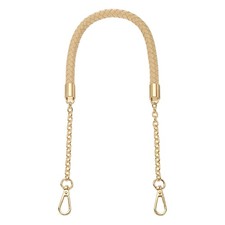 62cm/24.4" PU Leather Braided Purse Strap, Beige Apricot, Light Gold Buckle