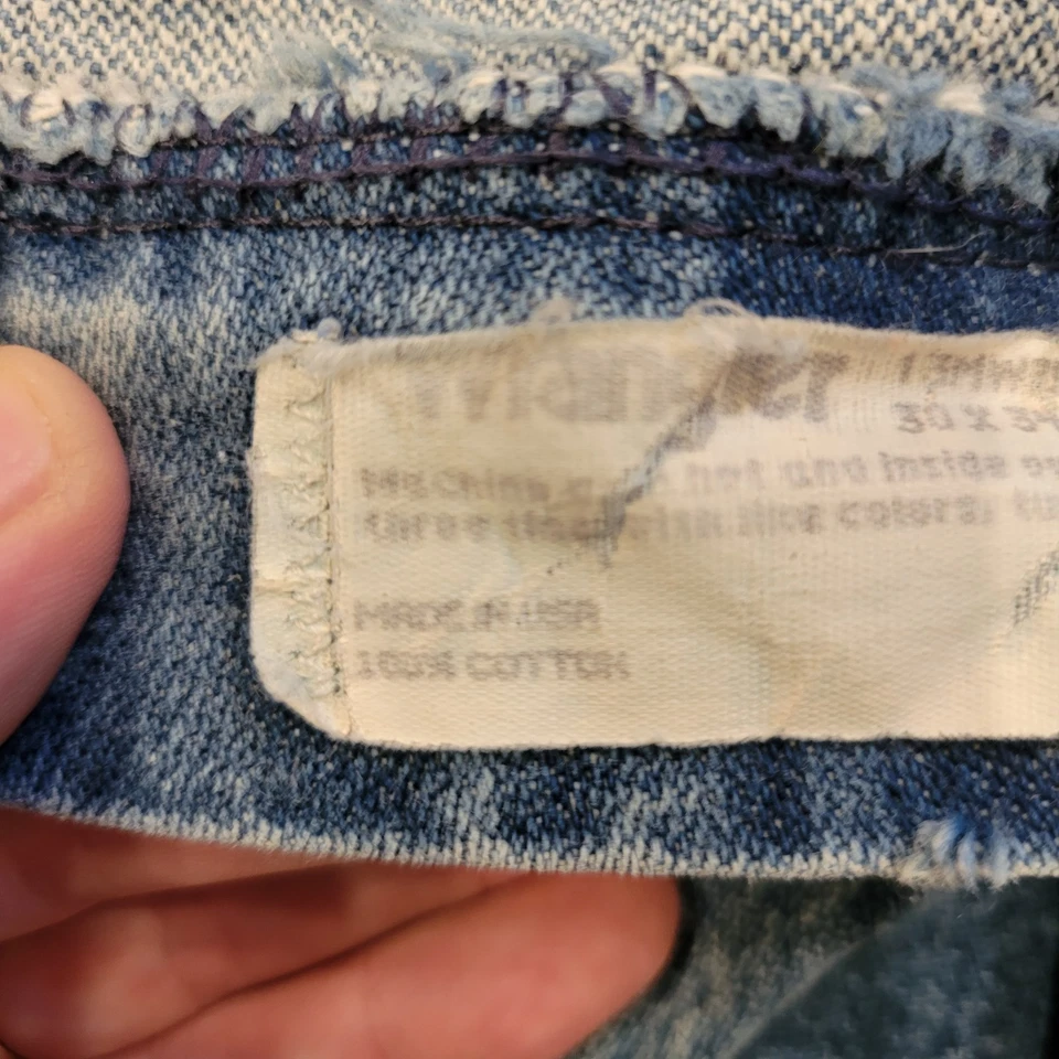 Винтажные мужские джинсы Wrangler 30x34 выцветший синий ковбойский покрой сделано в США 90-е вестерн - Изображение 4 из 4