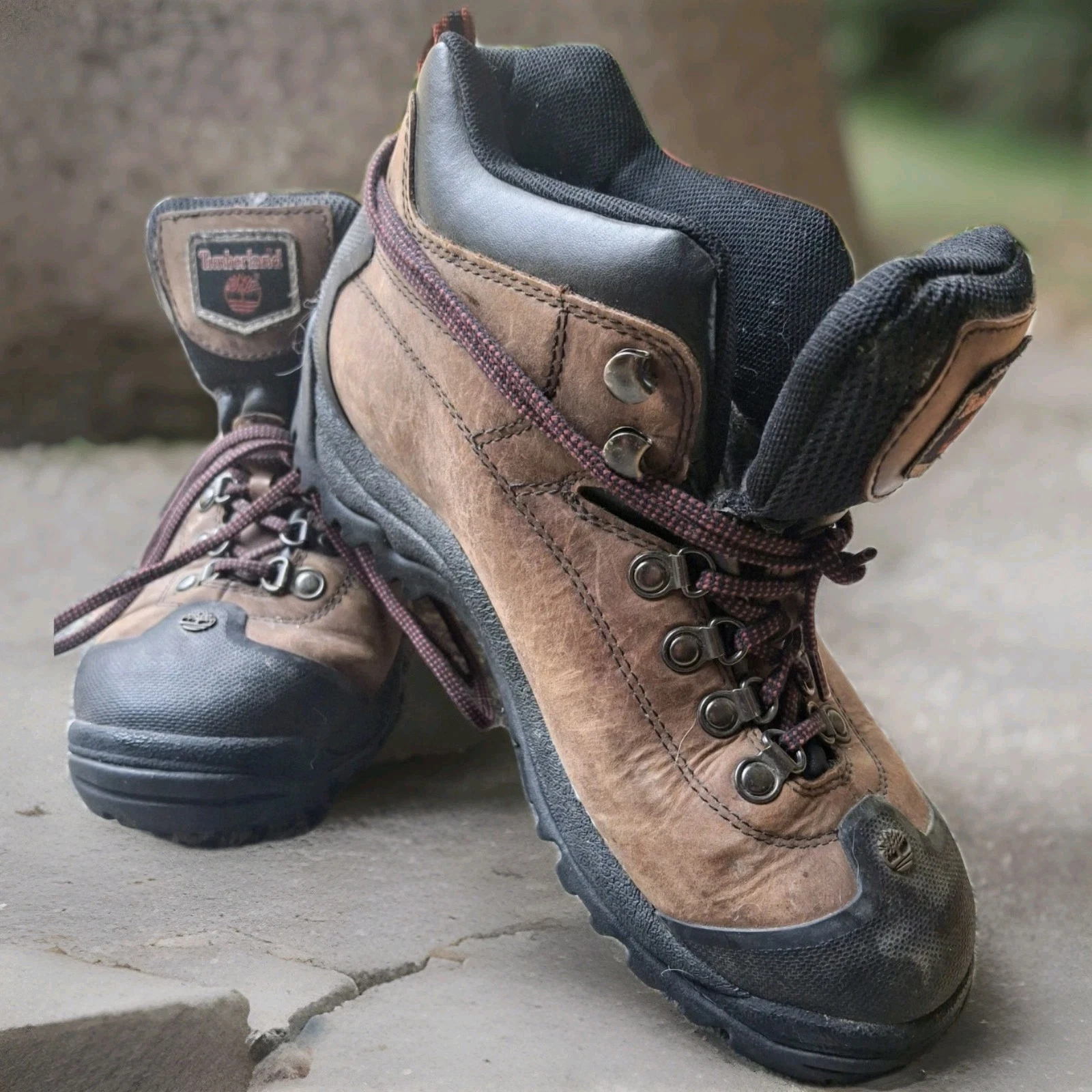 Timberland Men's Leather Hiking Boots Brown Waterproof Trail Shoes Size 7.5 M
