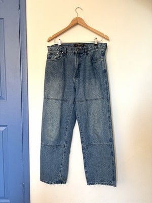 Airwalk Barrel Leg Jeans W34 L30 Blue Denim Baggy Skater Streetwear Mens