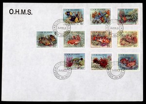 DR WHO 1995 COOK ISLANDS FDC? OHMS FISH OVPT COMBO LR68359