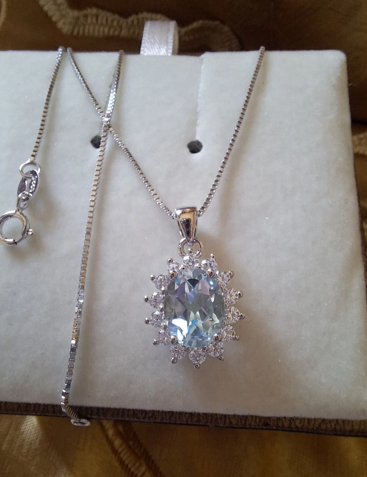 Collana Placcato Oro Kt.18 In Argento Massiccio S925 Con Topazio Naturale. - Immagine 3 di 4