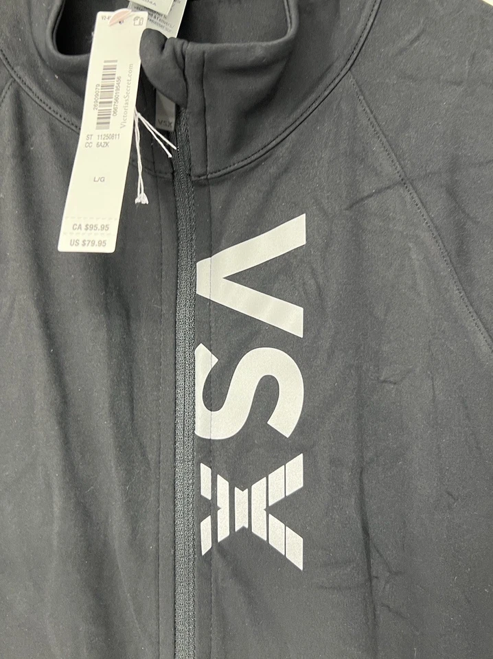 Victoria’s Secret Sport NUEVO CON ETIQUETAS Mujer’s Negro Luxe Chaqueta Grande Ropa Deportiva Cremallera Foto 2 de 4