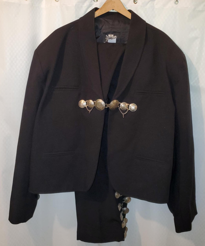 Manteau Parisan Woman Taille 2X - Couleur Marron Et Noir Avec Boutons Argentés, Occasion En Excellent état