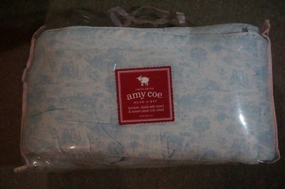 Amy Coe LIMITED EDITION hush a bye Blue/white farm 3 Pcs Crib sheet set