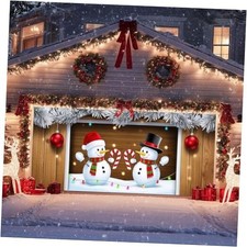 Christmas Garage Door Banner 13x6 ft Winter Holiday Christmas snowman candy