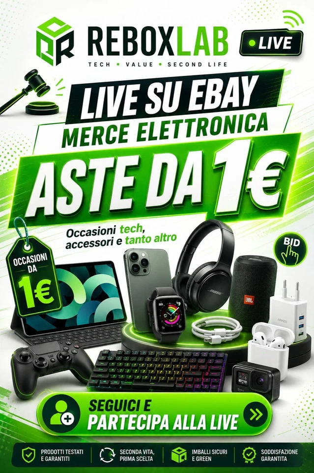 Prima live ebay reboxlab, aste da 1€ e prezzi folli!