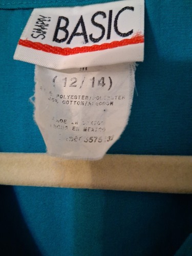 SIMPLY BASIC UNISEX SZ 12/14 (L) TEAL SHORT SLEEVE SNAP FRONT SCRUB TOP - Picture 5 of 6