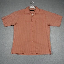 Bugatchi Uomo Mens Shirt Medium Red Plaid Stretch Short Sleeve Button Up Casual