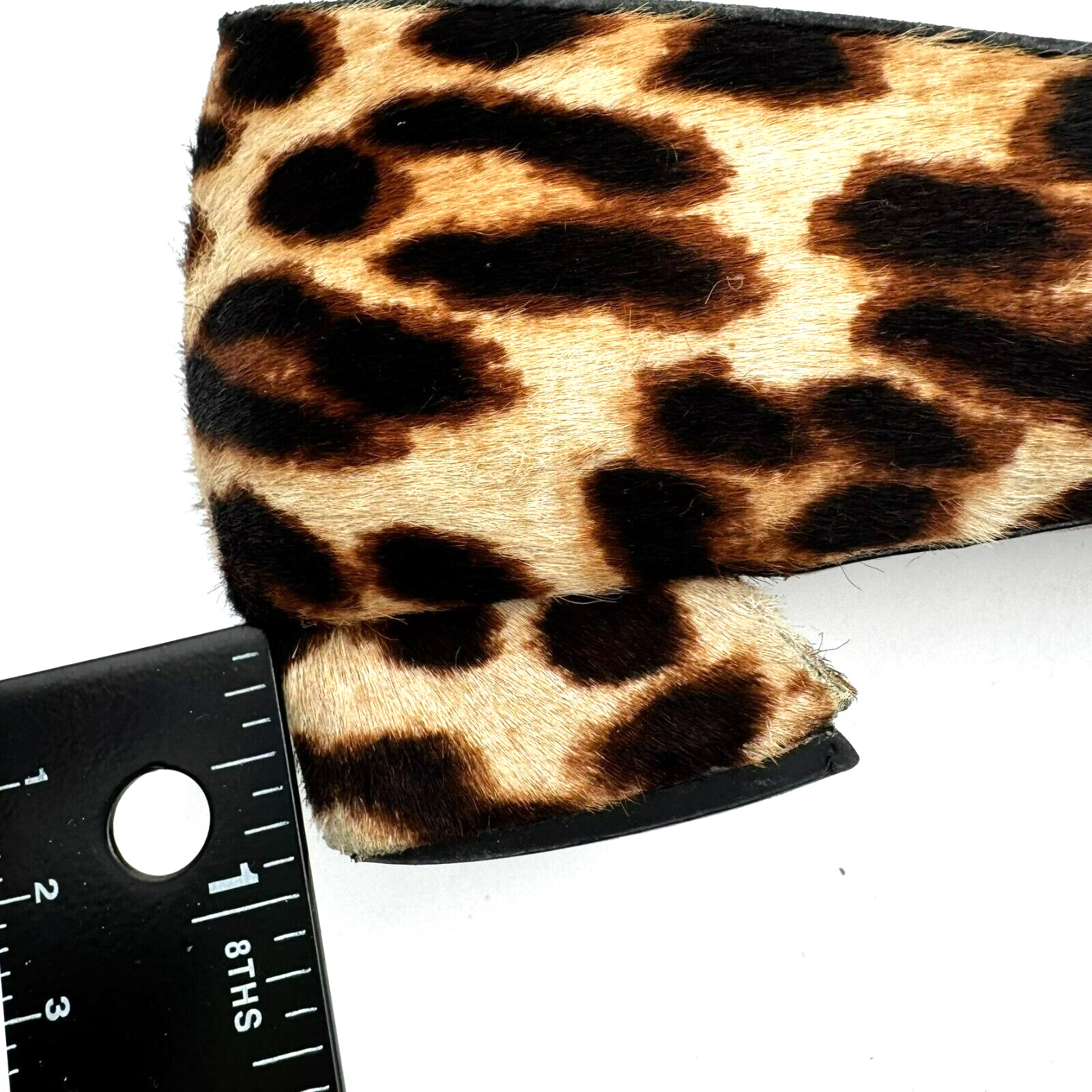 TORY BURCH Women's 10.5 Brown Haircalf Leather Gigi Leopard Print Ballet Flats thumbnail 10