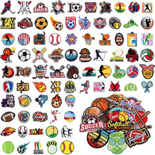 100 Sports Iron-On Patches for Soccer, Baseball, Basketball & More