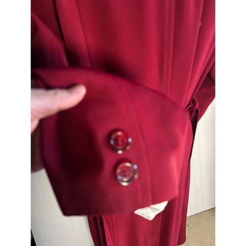 Vintage Talbots Burgundy Long trench coat Sz 10 Belted Double Breasted NWT - Picture 9 of 12