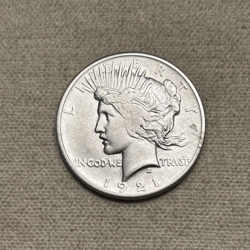 1921 Peace Silver Dollar $1 High Relief Coin VF/XF Details (Cleaned)