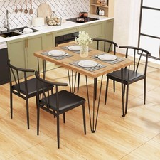 Rectangular Kitchen Table and 4 Armless Chairs w/ Upholstered Seat, Spindle Back