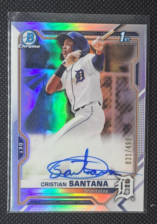 2021 Bowman Chrome Prospect Refractor 031/499 Cristian Santana #CPA-CS Auto