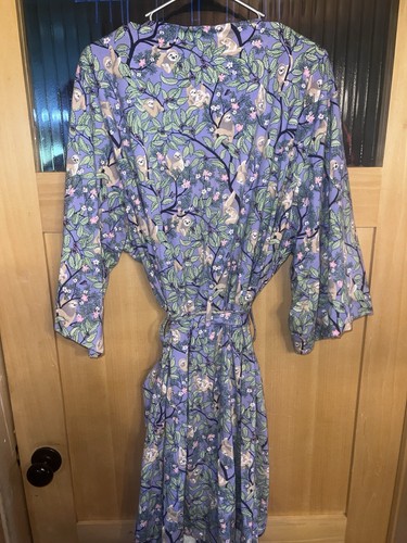 New Vera Bradley Hanging Around Purple Sloth Cotton Robe 2X - Picture 4 of 6