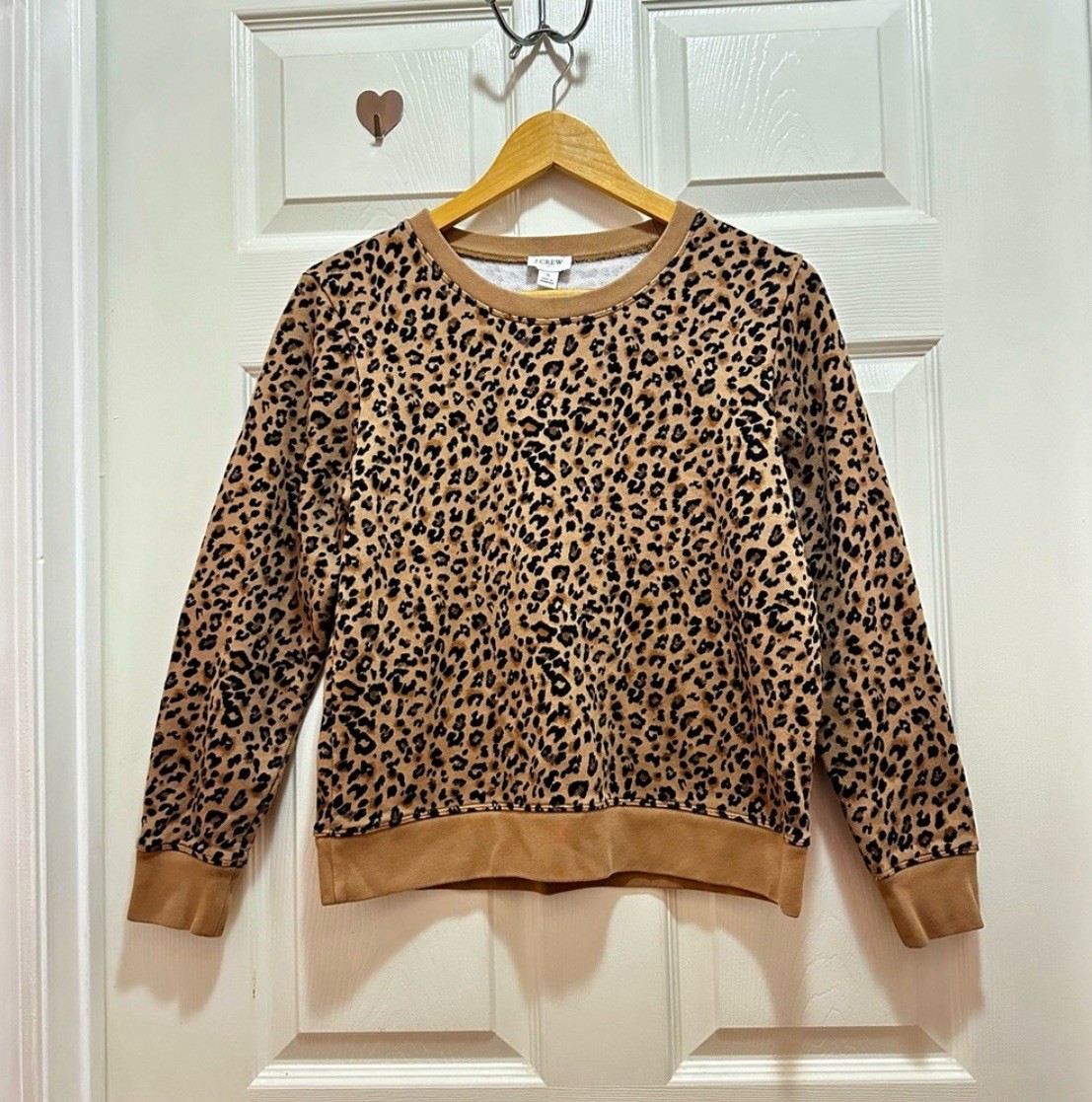 J. Crew Leopard Crewneck Sweatshirt Size XS Animal Print