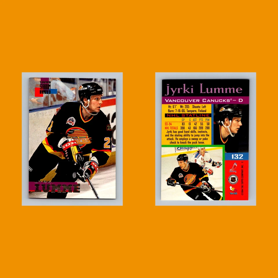 Jyrki Lumme #132 1994-95 Stadium Club Vancouver Canucks Hockey Card NHL - Image 3 of 3