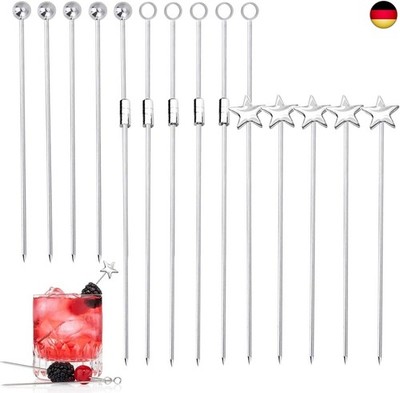 Polly Online 20 Stück Edelstahl-Cocktailspieße, Wiederverwendbare C
