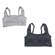 Puma Set of 2 Wirefree Wireless Active Trendy Sports Bra Large Sz Black Gray