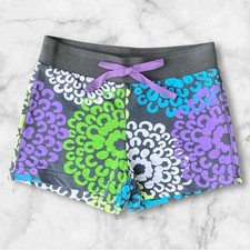 Old Navy Girl's Abstract Floral Shorts Size M 8 Gray Colorful Faux Drawstring