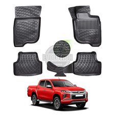 Rubber Floor Mats Deep Mud Mat Tray Fits Mitsubishi L200 2019-2023 Series 6