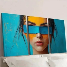 3pcs Woman Painting Original Artwork FI Wall Art Canvas Framed 50x70cm