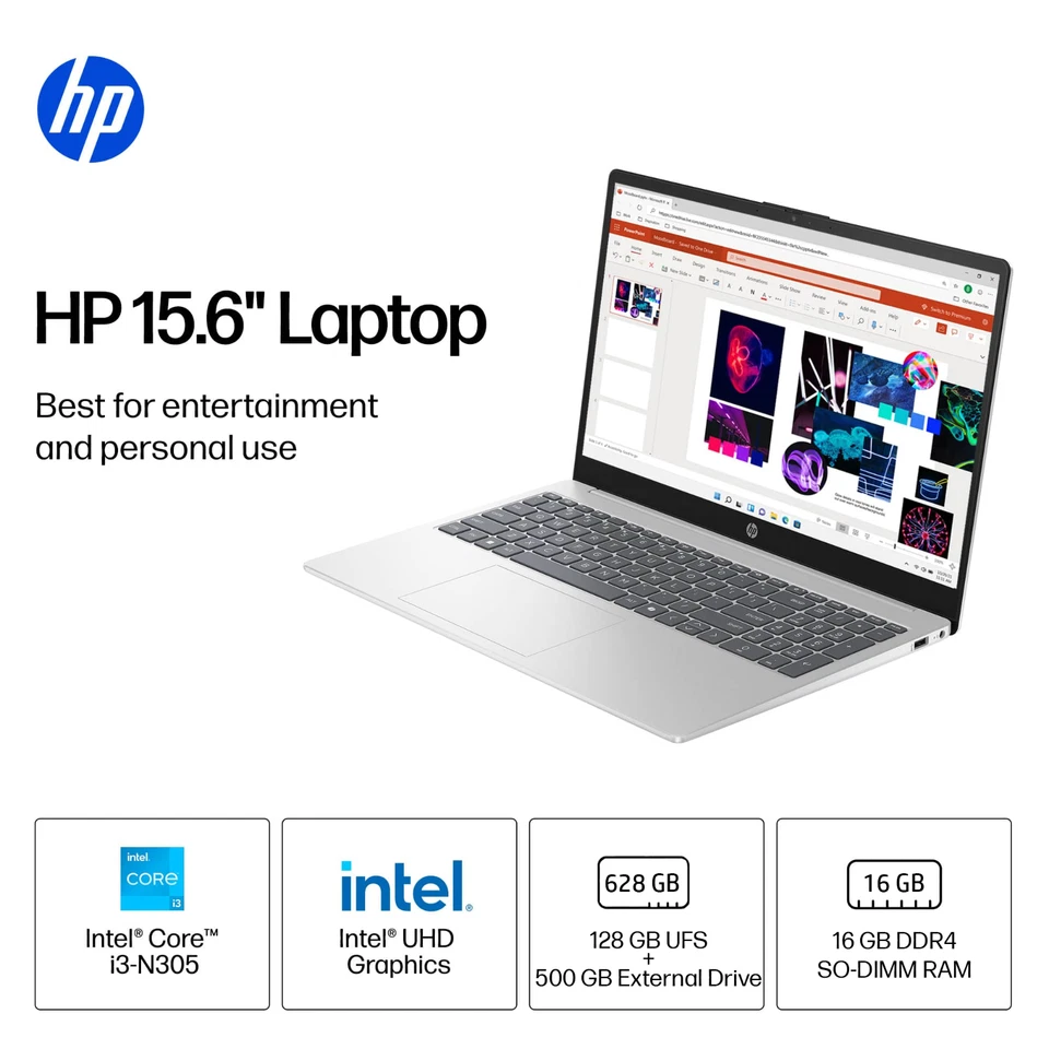 2025 HP Pavilion Laptop Computer 15.6 8-Core Intel i3 16GB RAM 628GB Storage Pro - Image 3 of 4