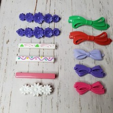 Vintage Girls Plastic Hair Barrettes 70 s 80 s Snap Tight Mixed Lot Bows Flower