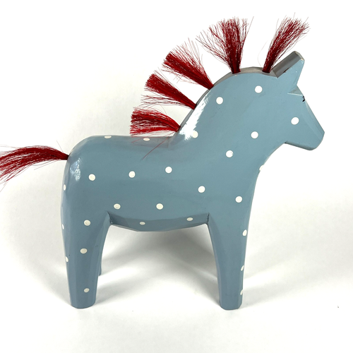 Vintage 80s IKEA Polka Dot Wooden Dala Horse with Spiked Mane - Sweden - Picture 3 of 6