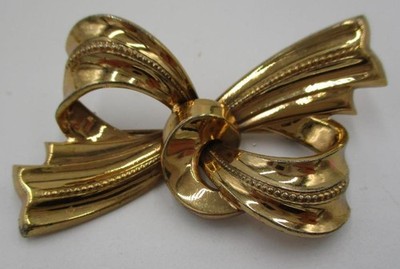 Vtg Napier MCM Solid Sterling silver modernist Bow Pin Brooch Gold Tone NEW