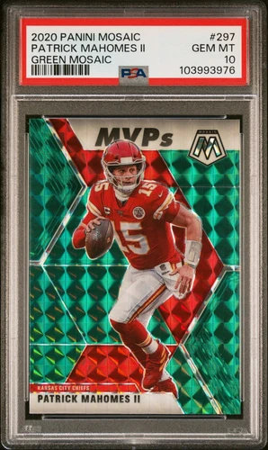 PSA 10 - 2020 Panini Mosaic - Patrick Mahomes II #297 Mosaic Green Prizm