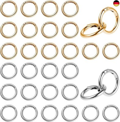 32 Stück runde Federn, Zubehör für Häkelnadeltaschen, 28 mm, Karabinerhaken für 