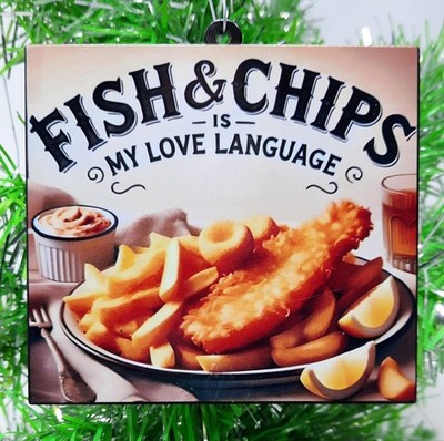 FISH & CHIPS Ornament - Fish & Chips is My Love Language Christmas Ornament NEW