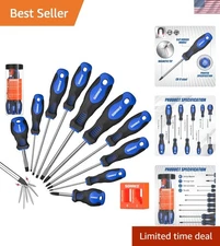 11-Piece Screwdriver Set: Phillips & Slotted with Magnetizer Included