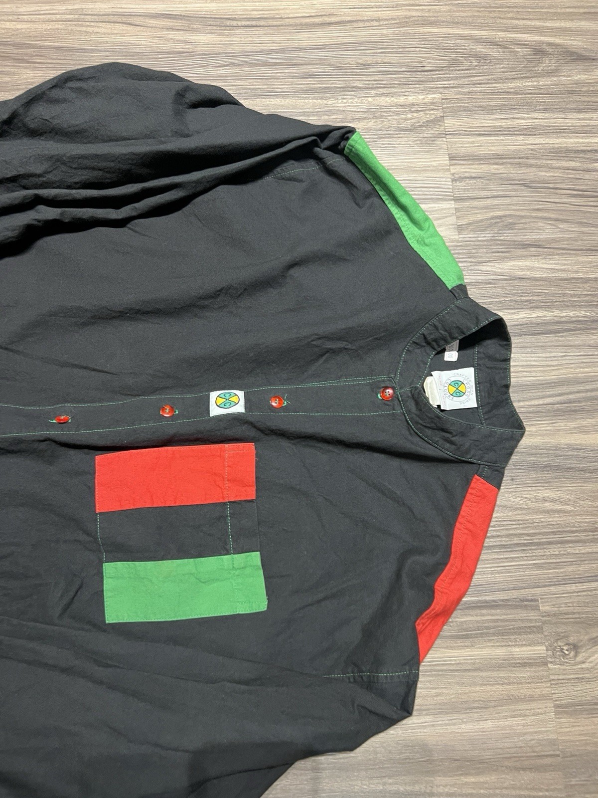 Vintage 90s Cross Colours Color Block Button Up Shirt… Gem