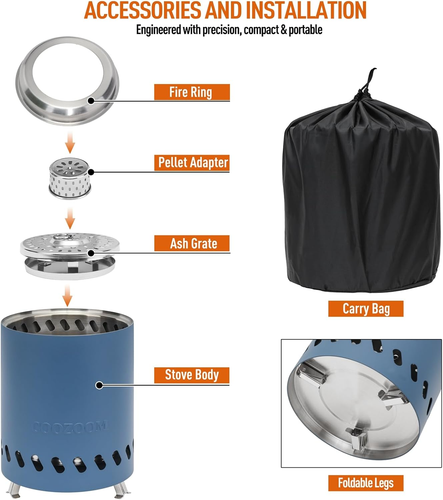 Tragbare Tischfeuerstelle mit Ständer, 5,5" Edelstahl Mini Outdoor Low Sm - Bild 2 von 16