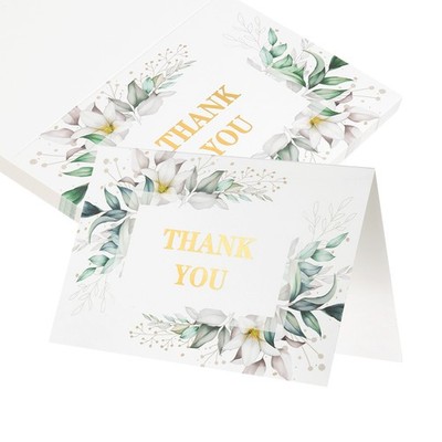 25Pcs Thank You Cards, Floral Folded Blank Cardstock, Lily Leaf Style