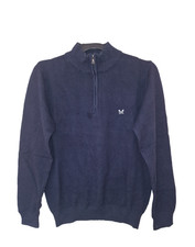 Crew Clothing Mens Jumper 1/4 Zip Sweater S M L XL XXL XXXL NEW Blue Navy