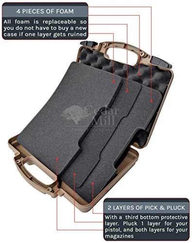 Tan Hard Pistol Case Lockable TSA Approved 22LR .38 Revolver 9mm .45 22LR 40 S&W - Image 3 of 4