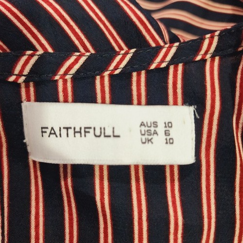 Faithfull The Brand Tilos Jumpsuit Size 6 Kimono Sleeves Tie Front Striped - Picture 8 of 9