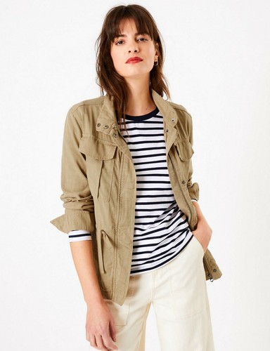 M&S COLLECTION Rich Fluid Cotton Utility Jacket Tencel™ T494131 High Neck Beige - 第 8/8 張圖片
