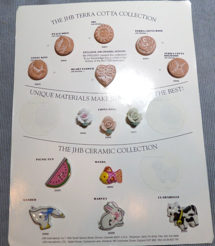 14 JHB Buttons Salesman Sample Card Terra Cotta Collection China Rose & Ceramic - Picture 2 of 5