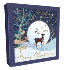 Box of 8 Ice Skating & Festive Deer Christmas Cards In 2 Designs Boxed Cards