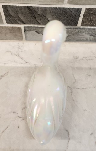 Fenton Glass Iridescent Pink/White Swan Figurine/Paperweight 4.25" W/tag - Picture 5 of 9
