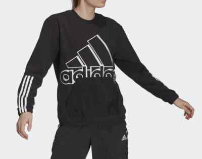 adidas Women's Essentials Brand Love Giant Logo Polar Fleece Sweatshirt S  L