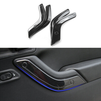 Car Carbon Fiber Interior Door Handle Trim 4Door for Jeep Wrangler JK 11-17 4pcs