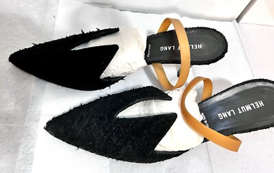 HELMUT LANG~ RARE (FW 2002)~Textured Black Suede Sling Back